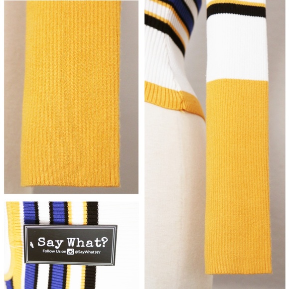 Colorblock Stripe Fitted Rib Knit Crop Sweater Top - Picture 5 of 8